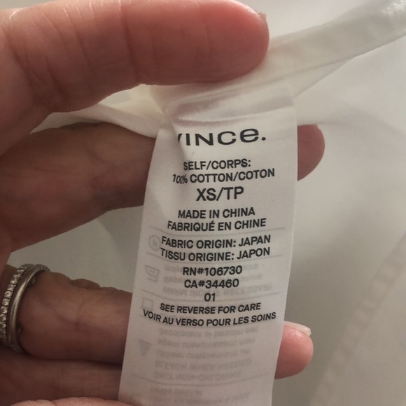 Vince white popover blouse, wore once, perfect condition. - Picture 3 of 4